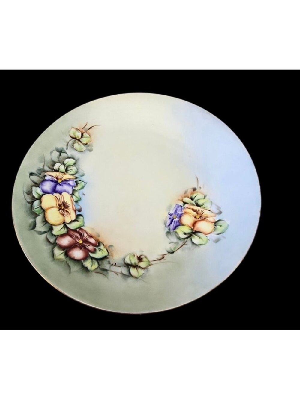 Hand-Painted B&C France Limoges Porcelain Plate Floral Pansy Design & Gold Rim